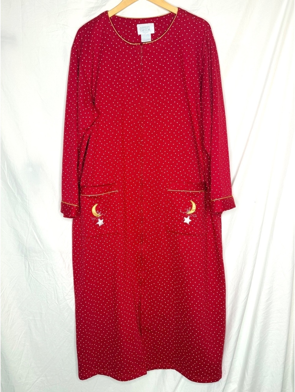 Ashley Taylor 90’s Zip Front House Dress Nightgown XL Moon Stars